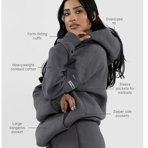 Women's Oversized Gray Hoodie with Kangaroo Pocket